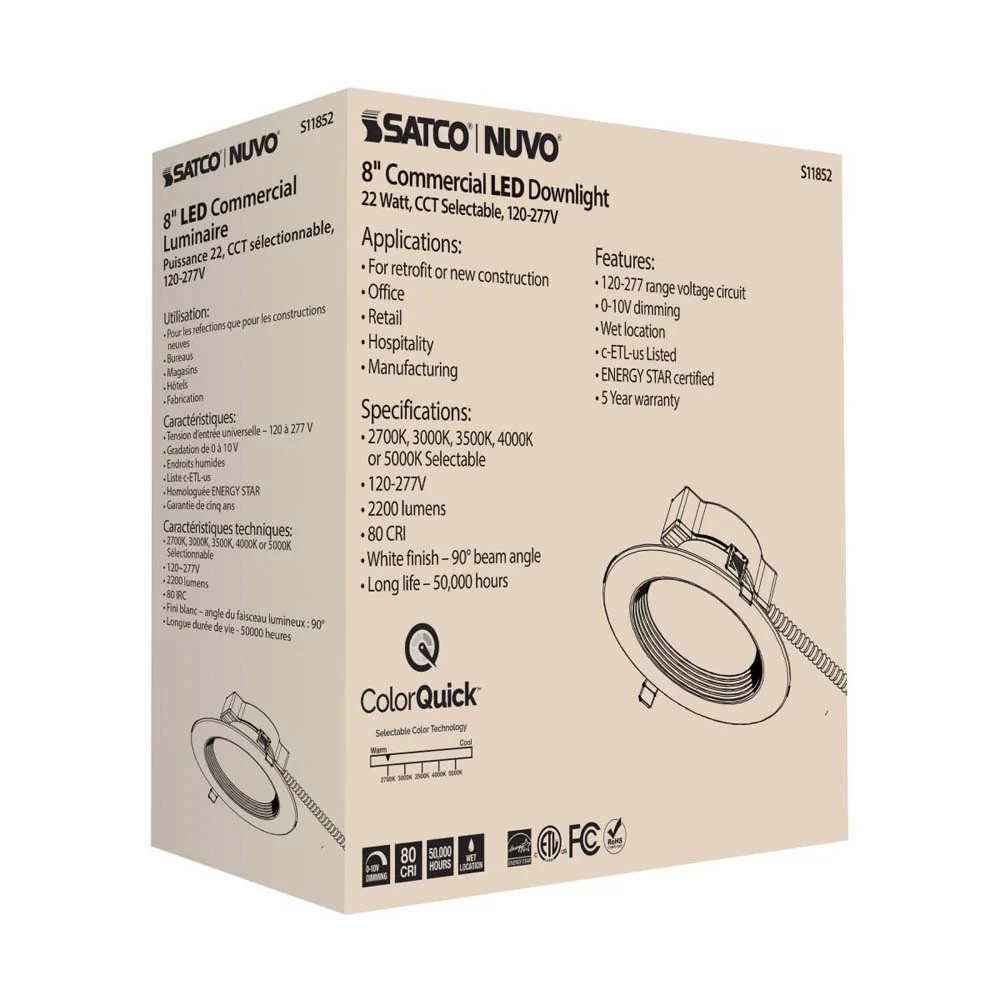 22w Commercial LED Downlight 8 in. CCT Adjustable 120-277v Econo - Image 8