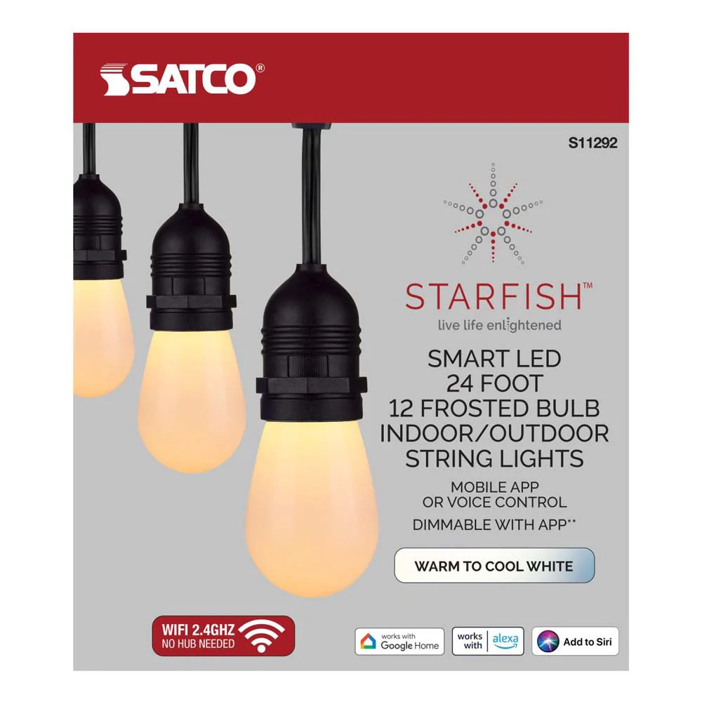 24-ft 12w 120v 12-S14 Lamp Tunable White IOT Starfish LED String Light - Image 7
