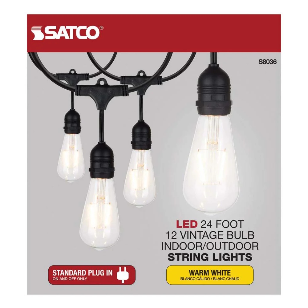 24-ft 24w 120v LED String Light -  Include 12 Vintage ST19 bulbs - Image 6