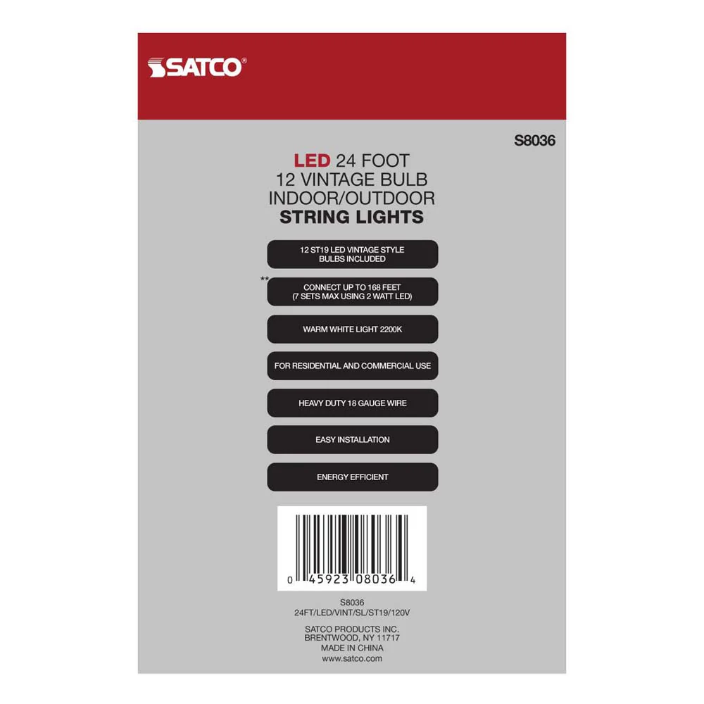24-ft 24w 120v LED String Light -  Include 12 Vintage ST19 bulbs - Image 9