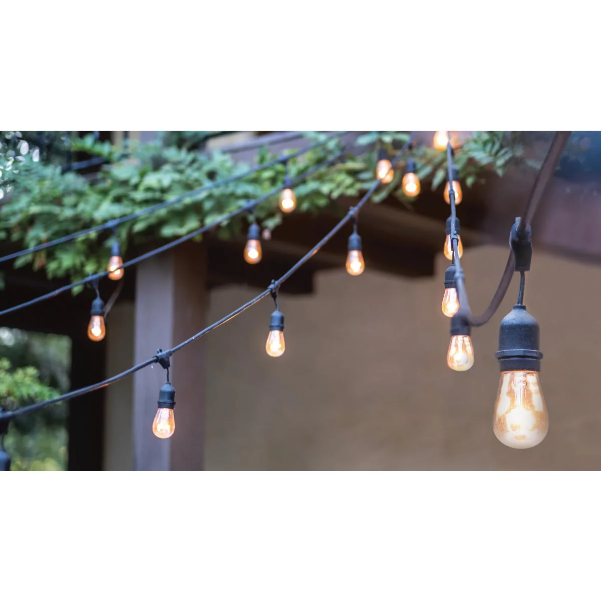 24Ft Outdoor LED String Lights 12W S14 Warm White Bulb w/ 12 Bulbs - Image 6