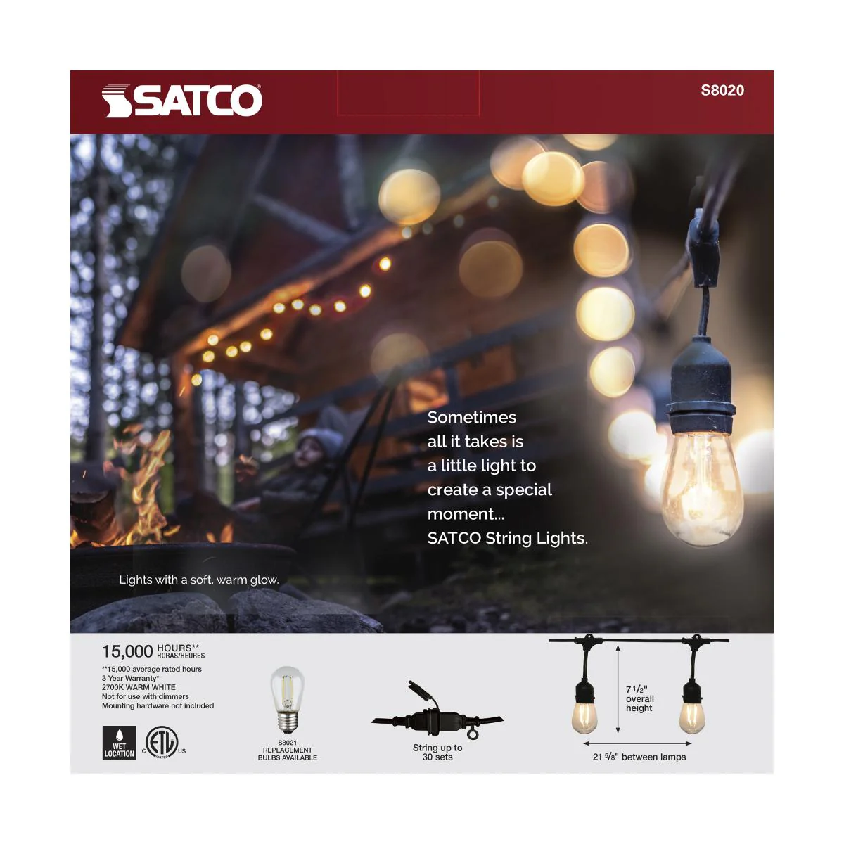24Ft Outdoor LED String Lights 12W S14 Warm White Bulb w/ 12 Bulbs - Image 7