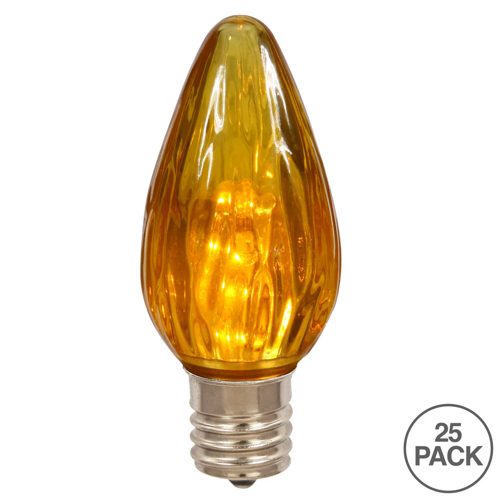 25Pk - 0.96W F15 Amber Led Flame Replacement Christmas Light Bulb - Image 2