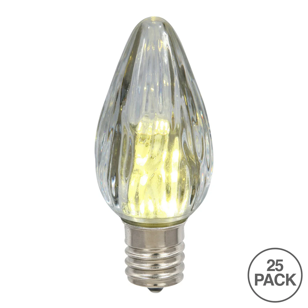 25Pk - 0.96W F15 Pure White Led Flame Replacement Christmas Light Bulb - Image 2