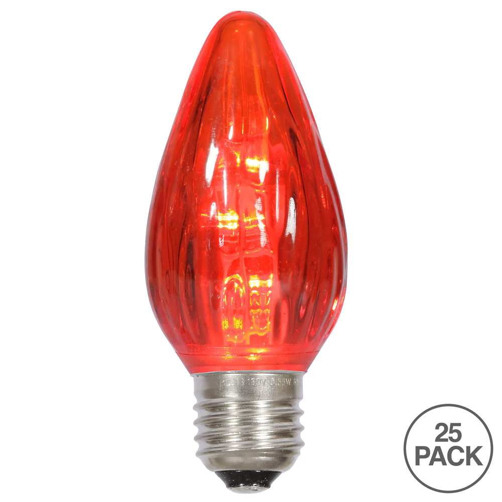 25Pk -  0.96W F15 Red Plastic Flame E26 LED Bulb - Image 2
