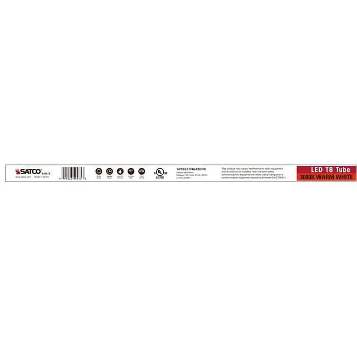 25Pk - Satco 14w 4-ft. T8 LED Tube 3000K 2200LM G13 Base - Ballast Dependent - Image 4
