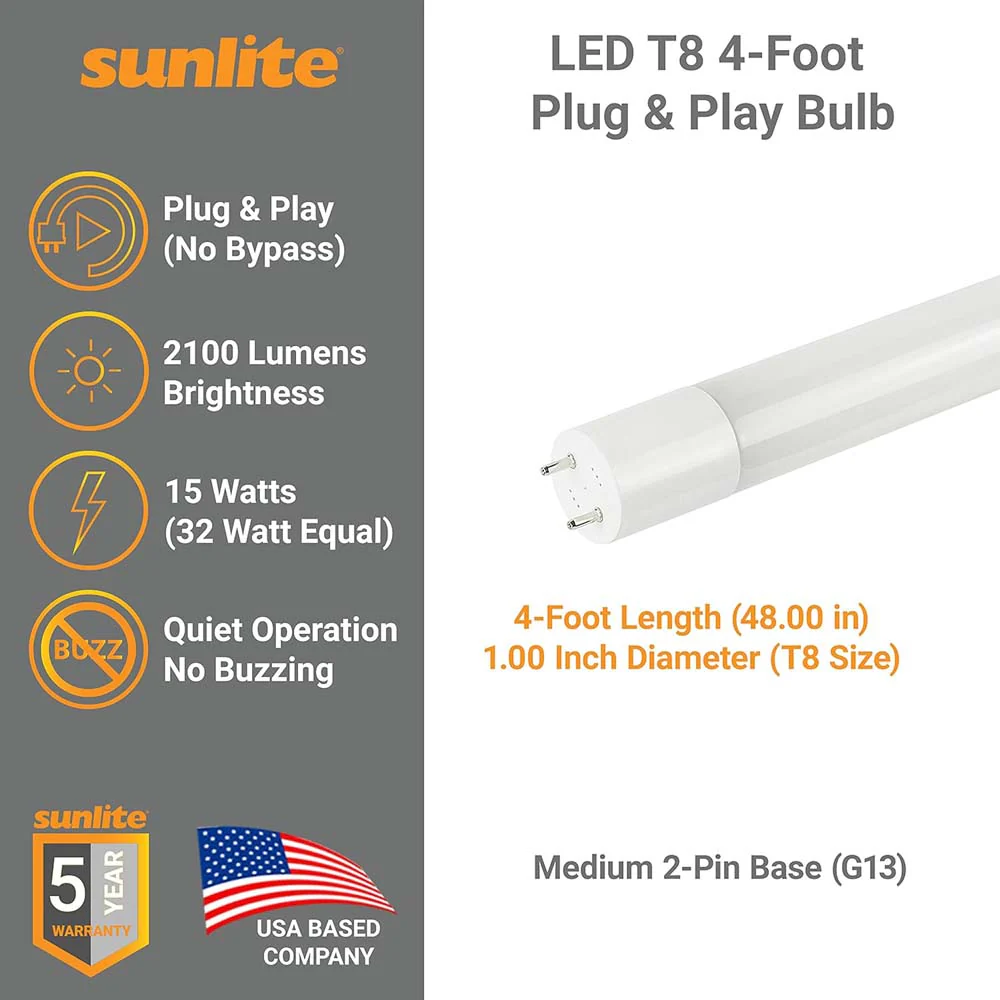 25Pk - Sunlite 10w 2-FT LED T8 Glass Tube Bulb CCT Tunable G13 Base 120-277V - Image 2