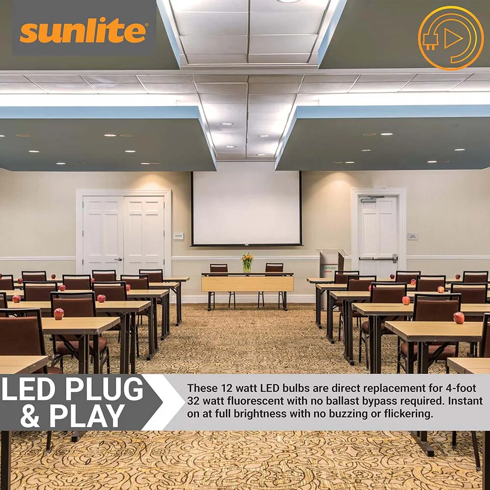 25Pk - Sunlite 11w LED T8  48-in G13 Bi-Pin Base 4000K Plug & Play Light Tube - Image 4