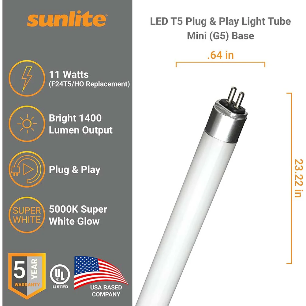 25Pk - Sunlite 13w 48-in LED T5 120-277v G5 Base 4000K Bulb - Dual Technology - Image 2
