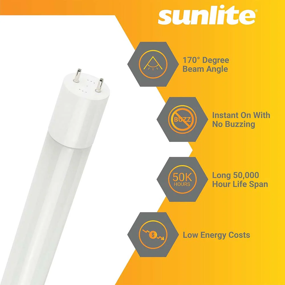 25Pk - Sunlite 14w LED T8 48-in G13 Bi-Pin Base 3500K Plug & Play light Tube - Image 3