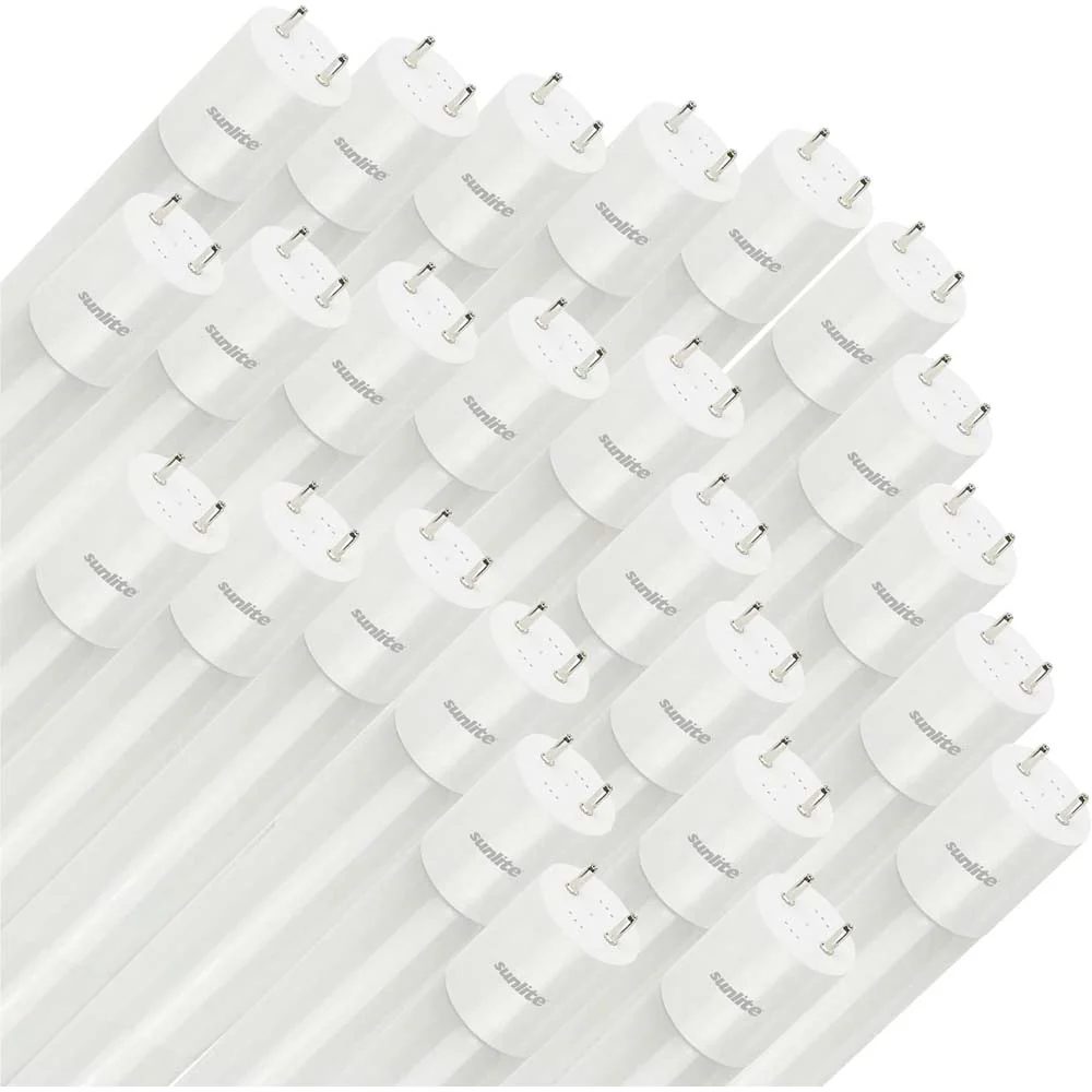 25Pk - Sunlite 17w LED T8 Light Tube 48-in G13 Base Frosted 3000K Ballast Bypass