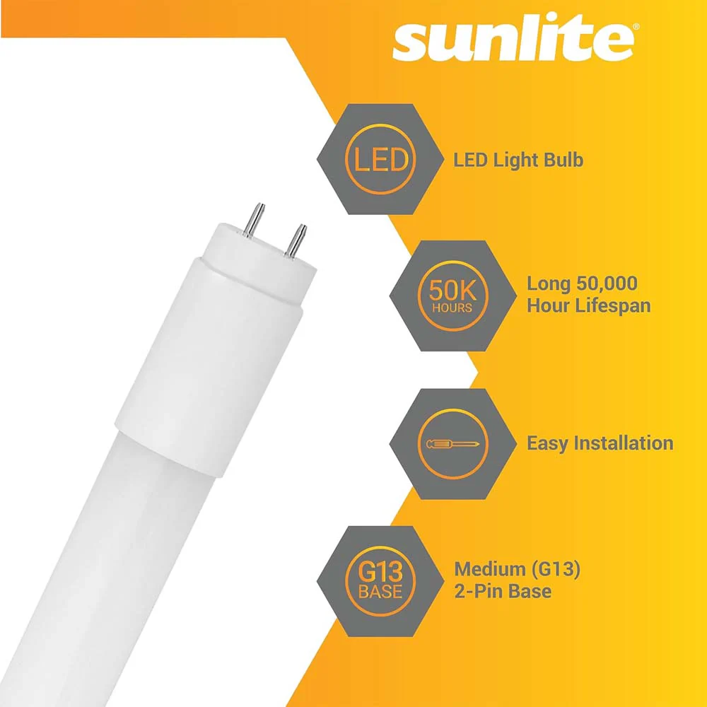 25Pk - Sunlite 18w 4-FT LED T8 Glass Tube Bulb G13 Base 6500K Daylight 120-277V - Image 3