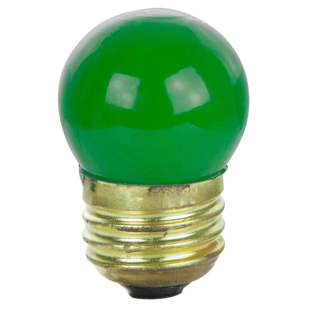 25Pk - Sunlite 7.5w S11 Colored Indicator Medium Base Ceramic Green Light Bulb - Image 2
