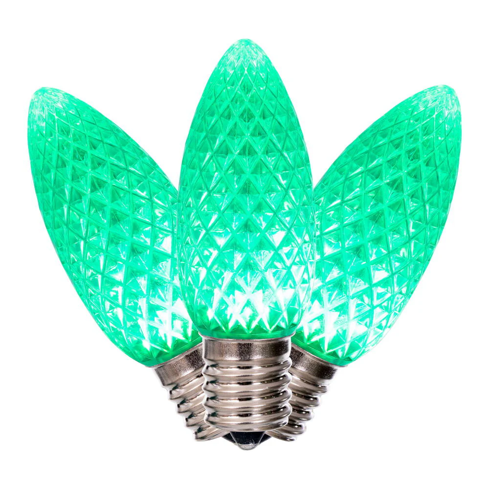 25PK - Vickerman 0.96W C9 Faceted LED Green Bulb - Image 2