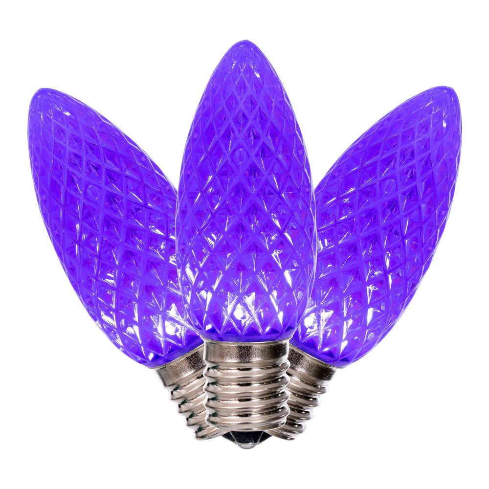 25PK - Vickerman 0.96W C9 Faceted LED Purple Bulb - Image 2