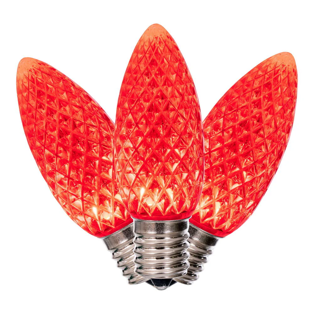 25PK - Vickerman 0.96W C9 Faceted LED Red Bulb - Image 2