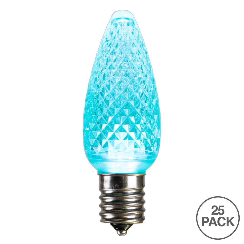 25PK - Vickerman 0.96W C9 Faceted LED Teal Bulb - Image 2