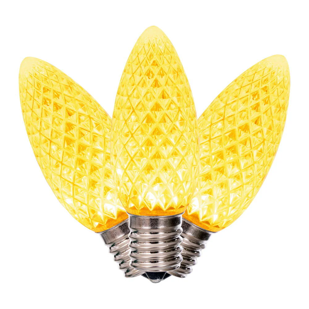 25PK - Vickerman 0.96W C9 Faceted LED Yellow Bulb - Image 2
