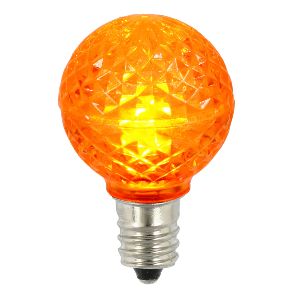 25Pk - Vickerman .38W Orange G30 Faceted E12 LED Bulb - Image 3
