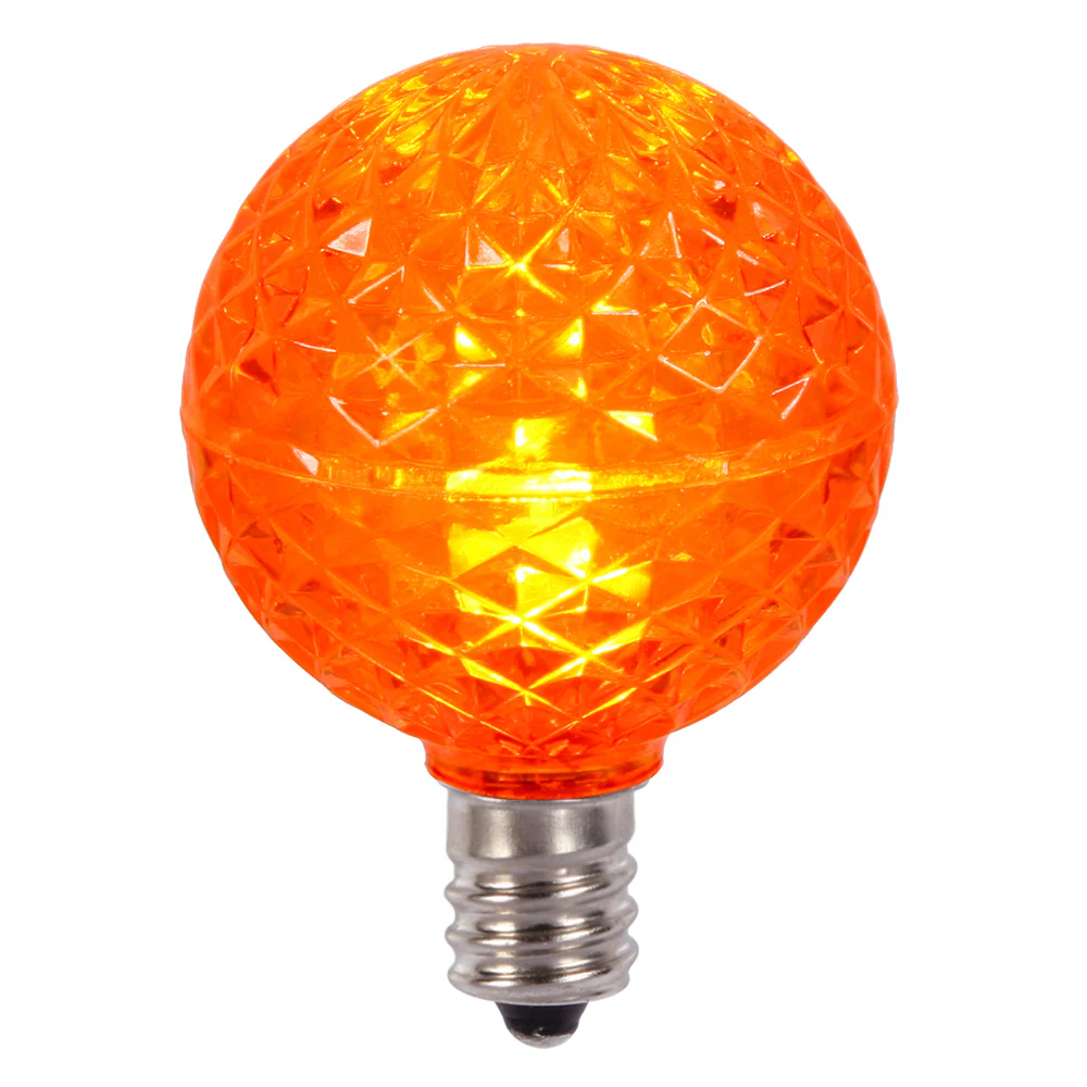 25Pk - Vickerman .38W Orange G40 Faceted E12 LED Bulb - Image 3