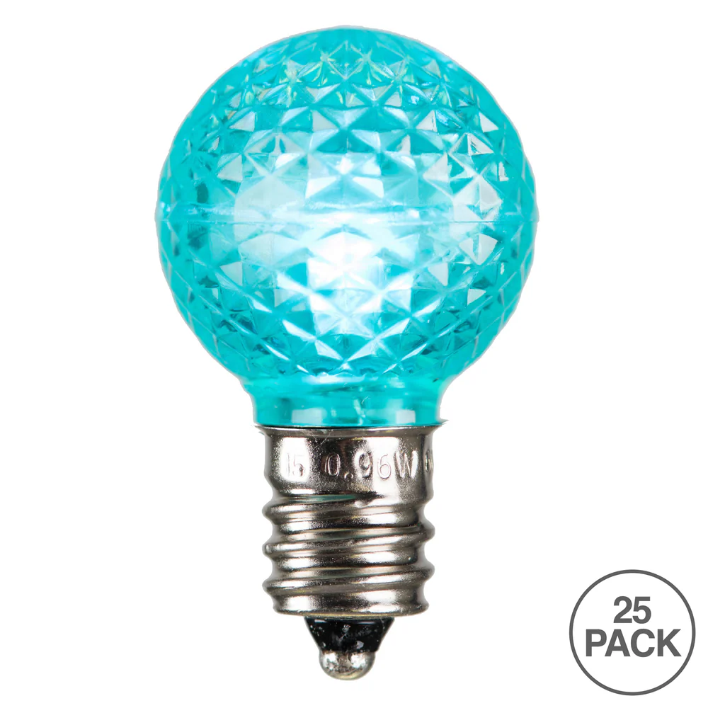 25Pk - Vickerman .38W Teal G30 Faceted E12 LED Bulb - Image 2
