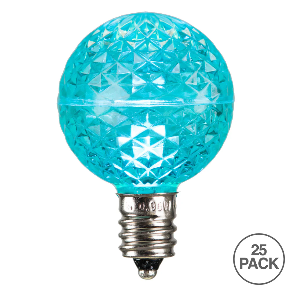 25Pk - Vickerman .38W Teal G40 Faceted E12 LED Bulb - Image 2