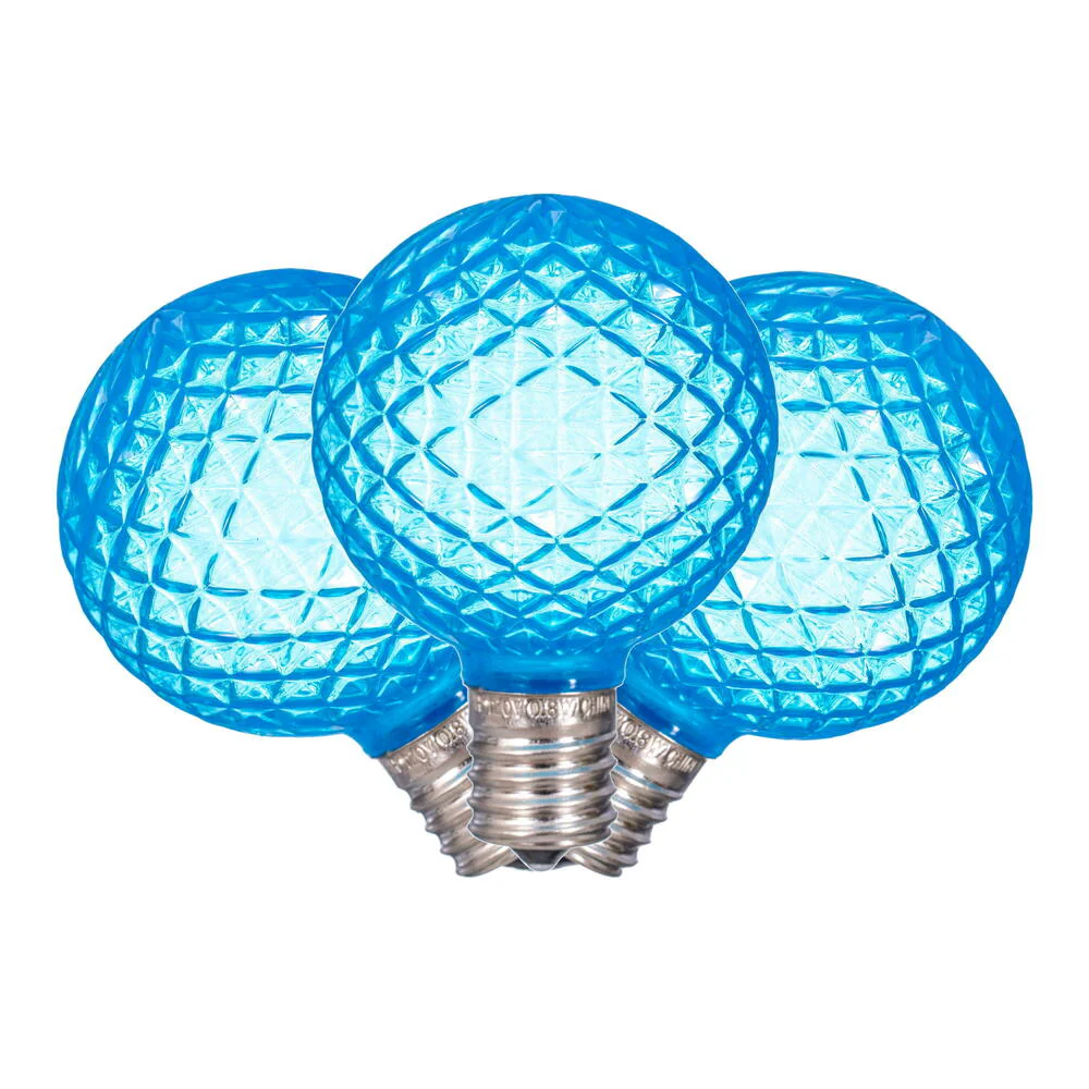 25Pk - Vickerman .45W Teal G50 Faceted E17 LED Bulb - Image 2