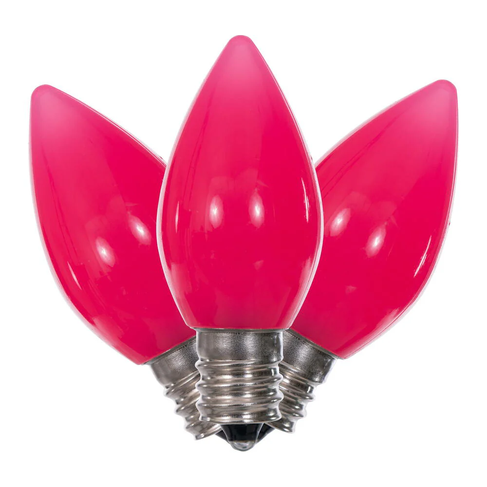 25Pk - Vickerman .6W C7 Ceramic LED 3 diodes Pink Light Bulb 120v - Image 4