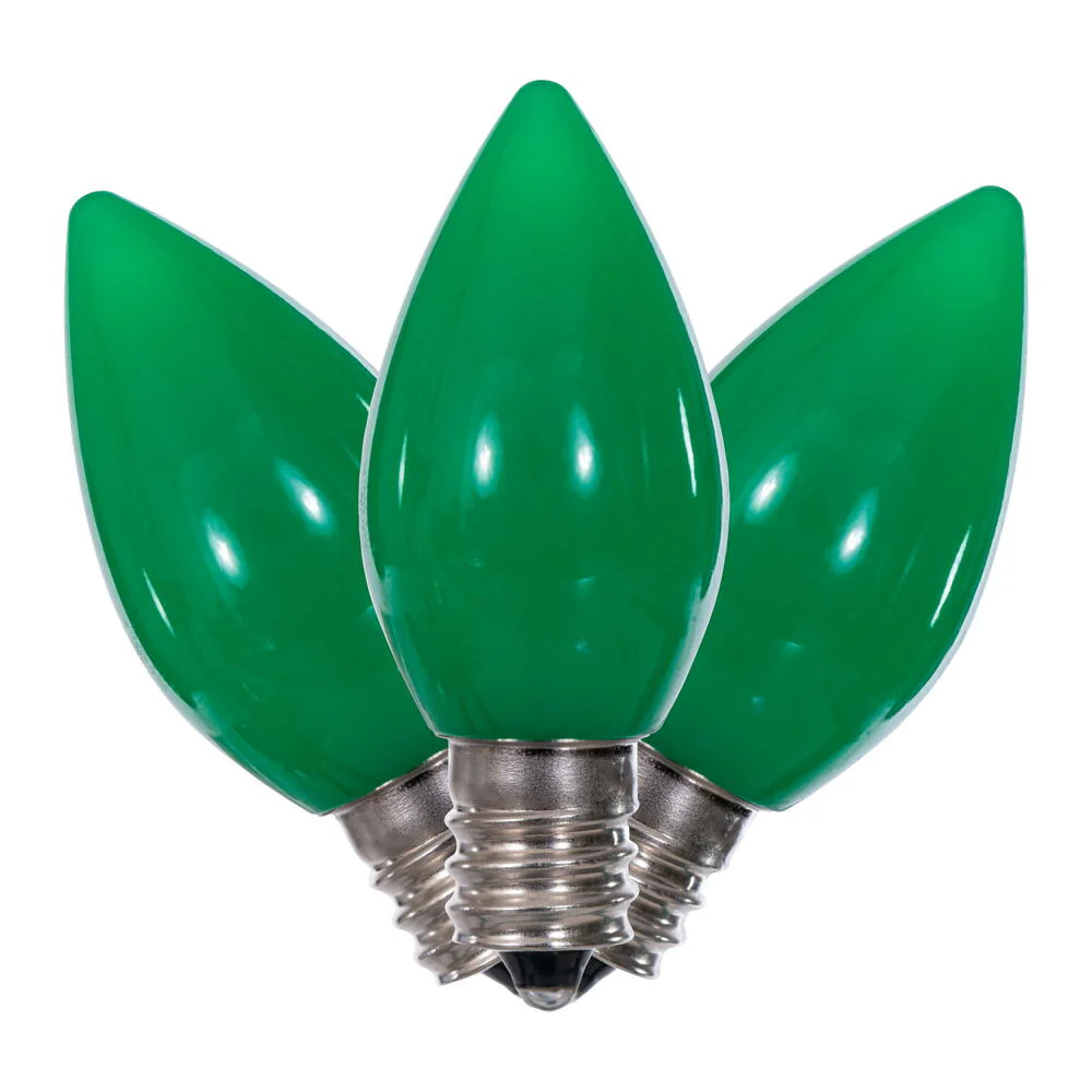 25Pk - Vickerman .6W C7 Ceramic LED Green Twinkle Light Bulb 120v - Image 4
