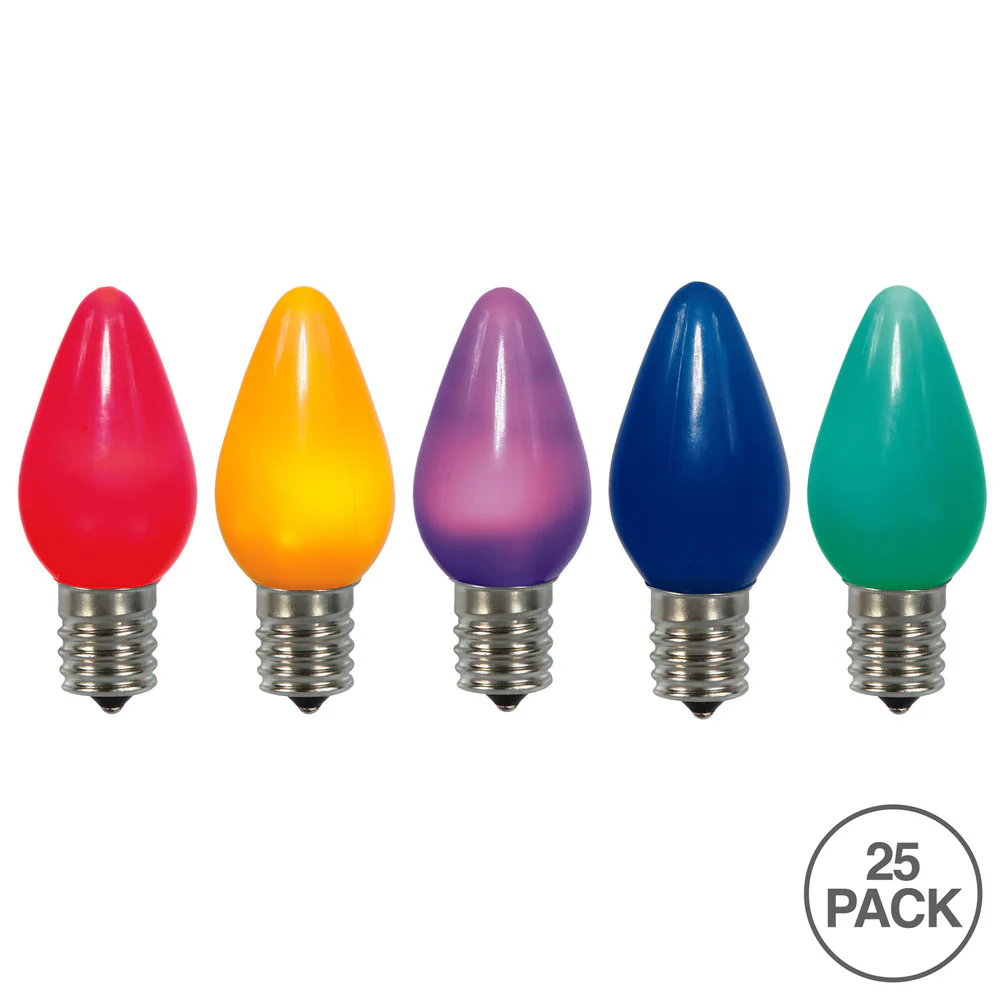 25Pk - Vickerman .6W C7 Ceramic LED Multi Twinkle Light Bulb - Image 2