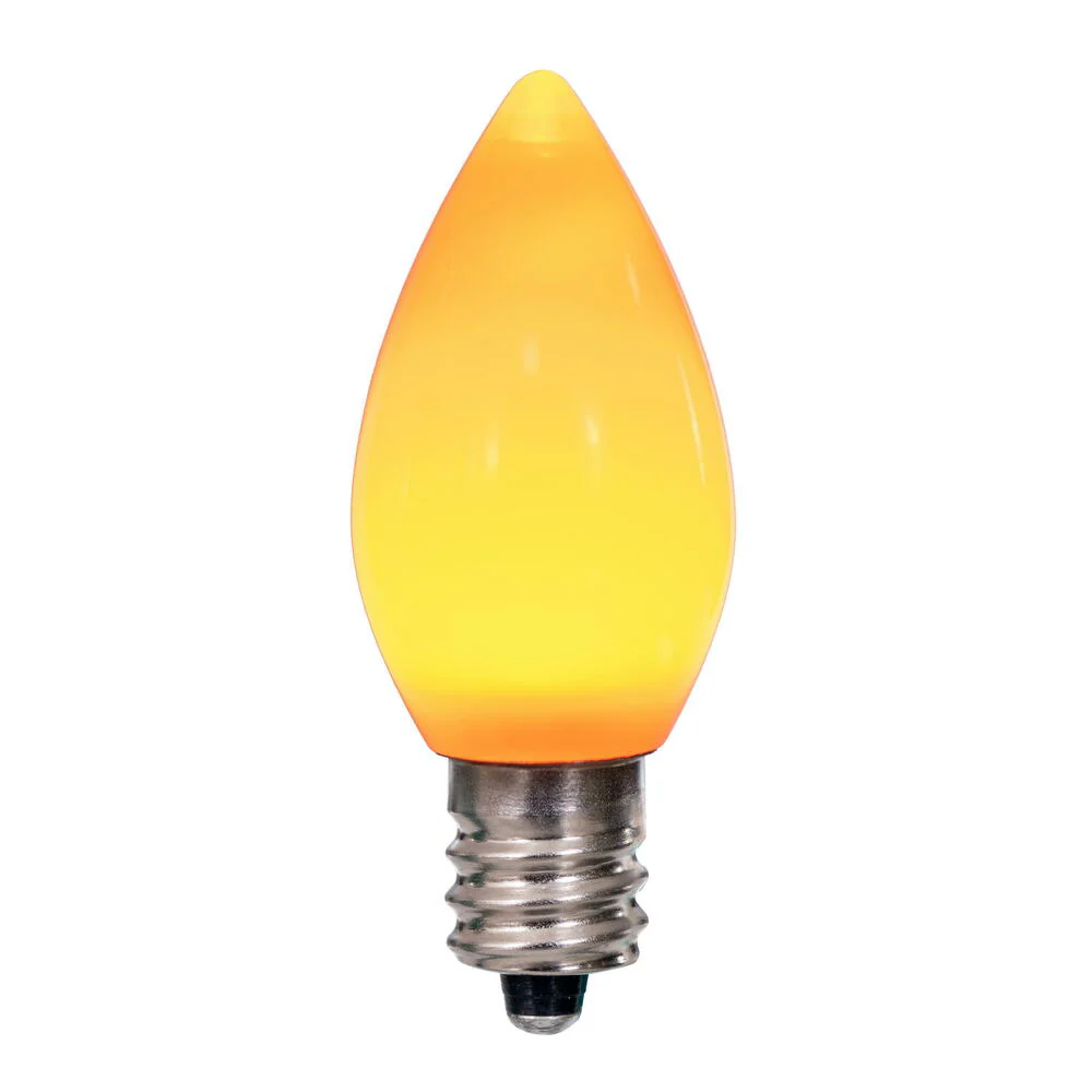25Pk - Vickerman .6W C7 Ceramic LED Orange Twinkle Light Bulb 120v