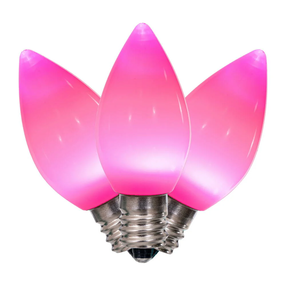 25Pk - Vickerman .6W C7 Ceramic LED Pink Twinkle Light Bulb 120v - Image 2