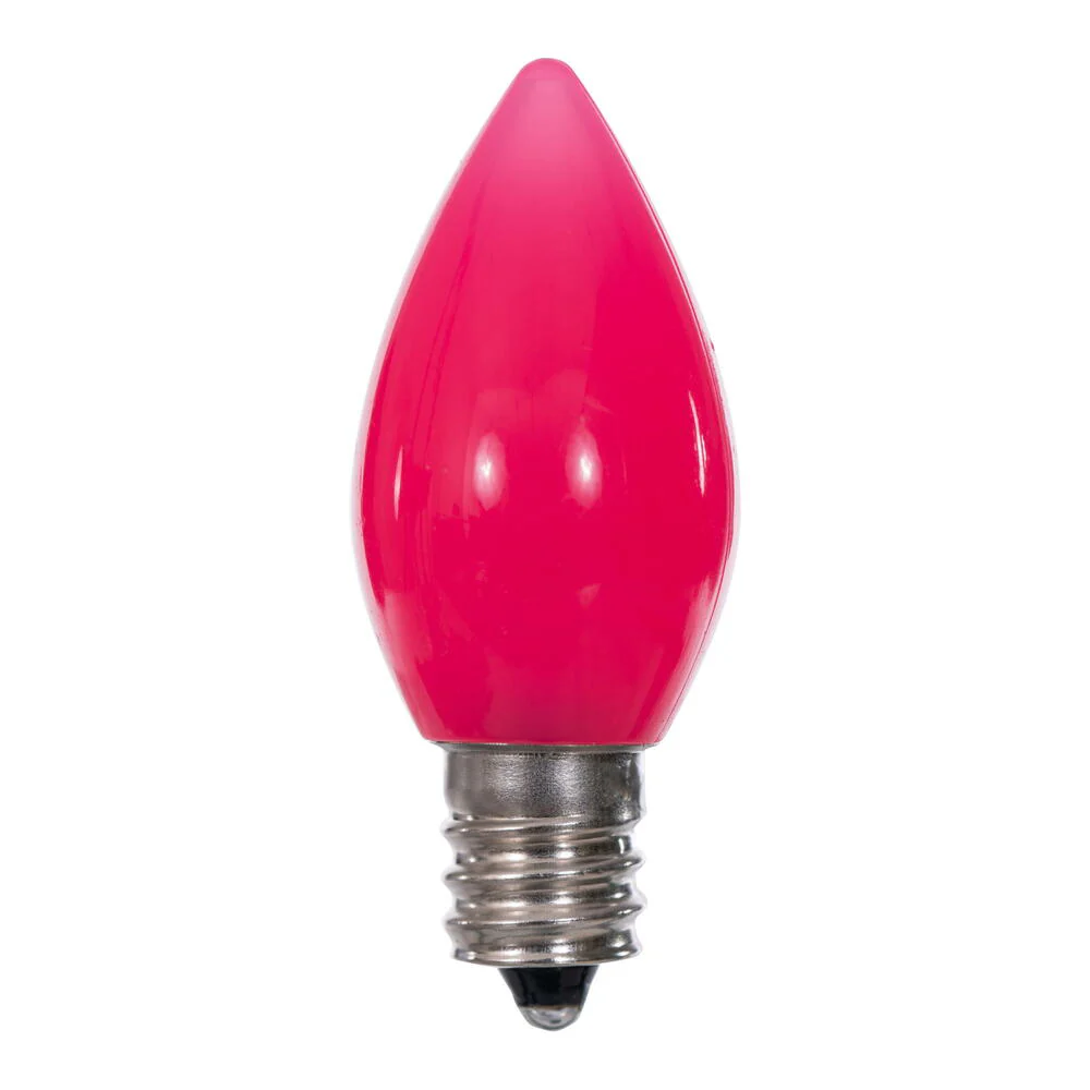 25Pk - Vickerman .6W C7 Ceramic LED Pink Twinkle Light Bulb 120v - Image 3