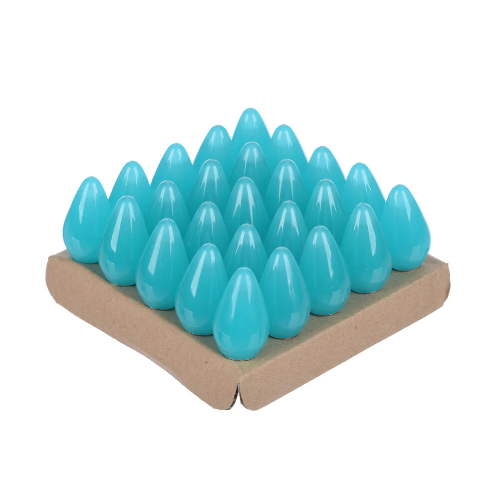 25Pk - Vickerman .6W C7 Ceramic LED Teal Twinkle Light Bulb 120v - Image 4