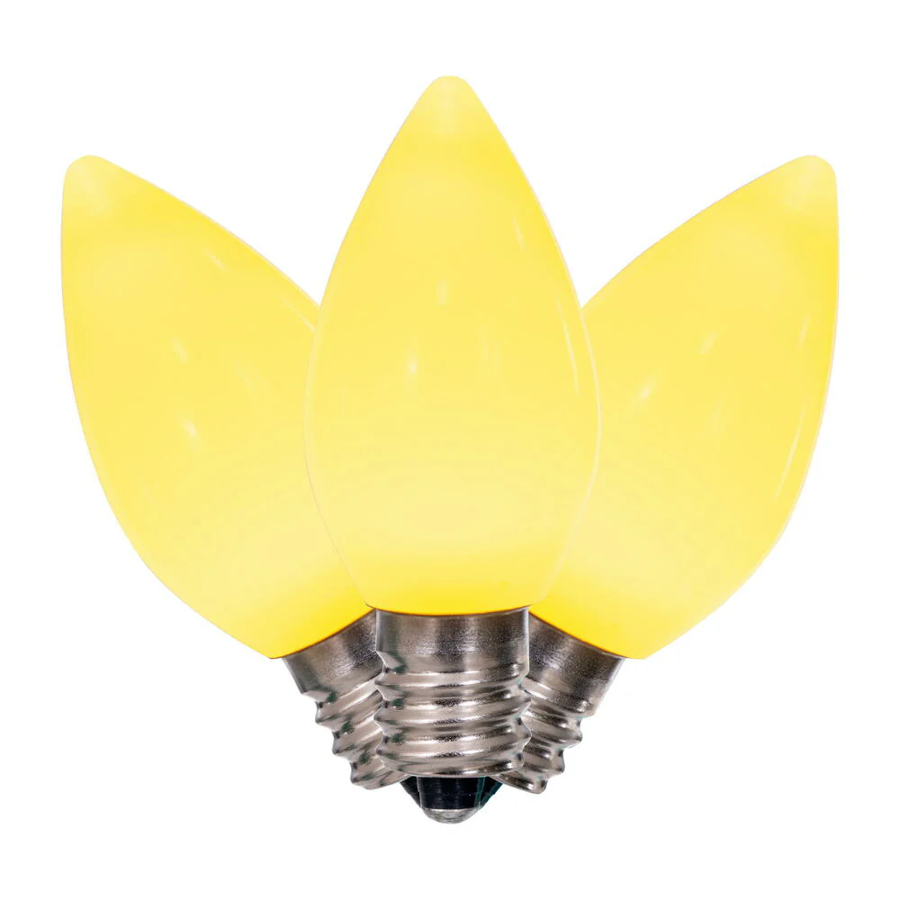 25Pk - Vickerman .6W C7 Ceramic LED Yellow Twinkle Light Bulb 120v - Image 2