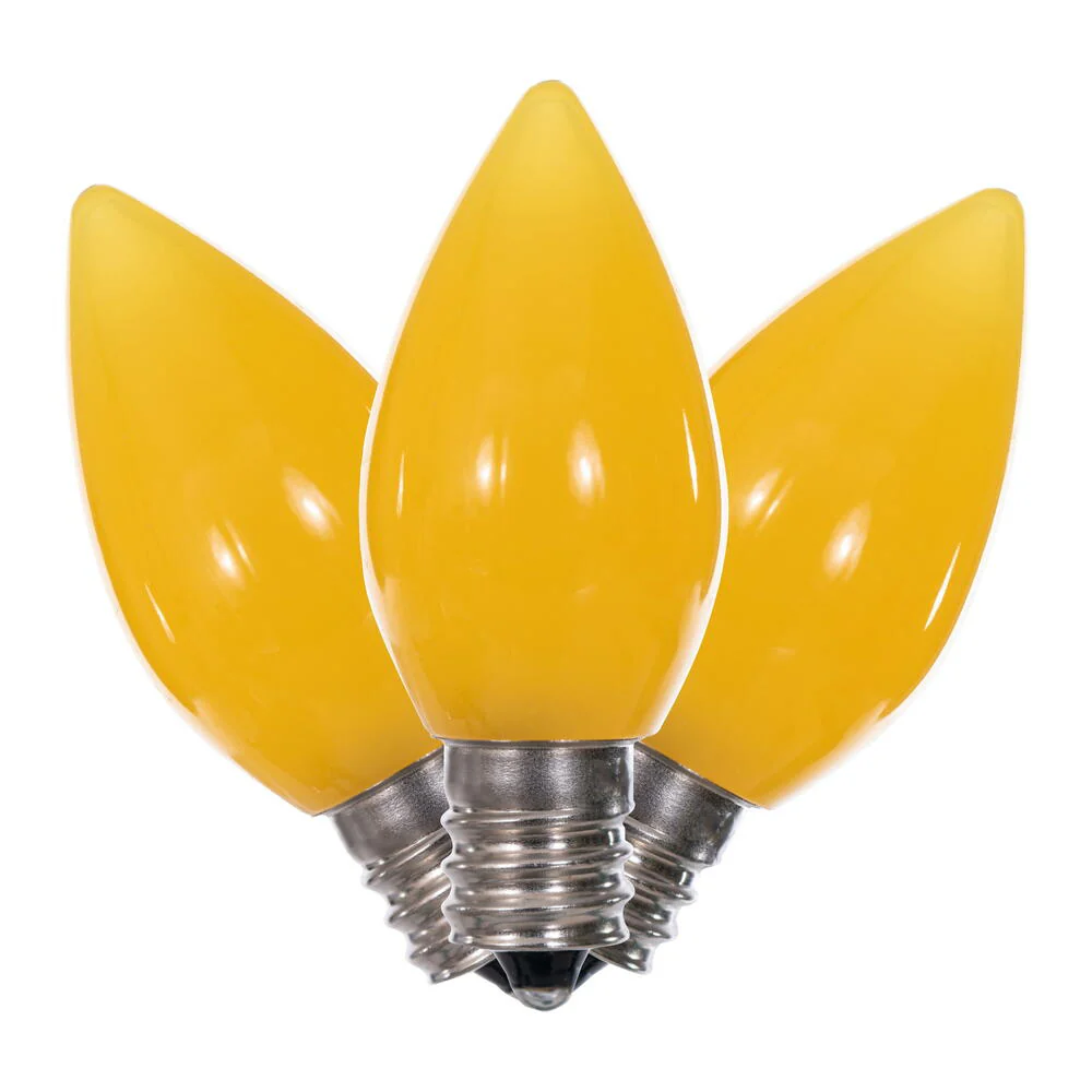 25Pk - Vickerman .6W C7 Ceramic LED Yellow Twinkle Light Bulb 120v - Image 4