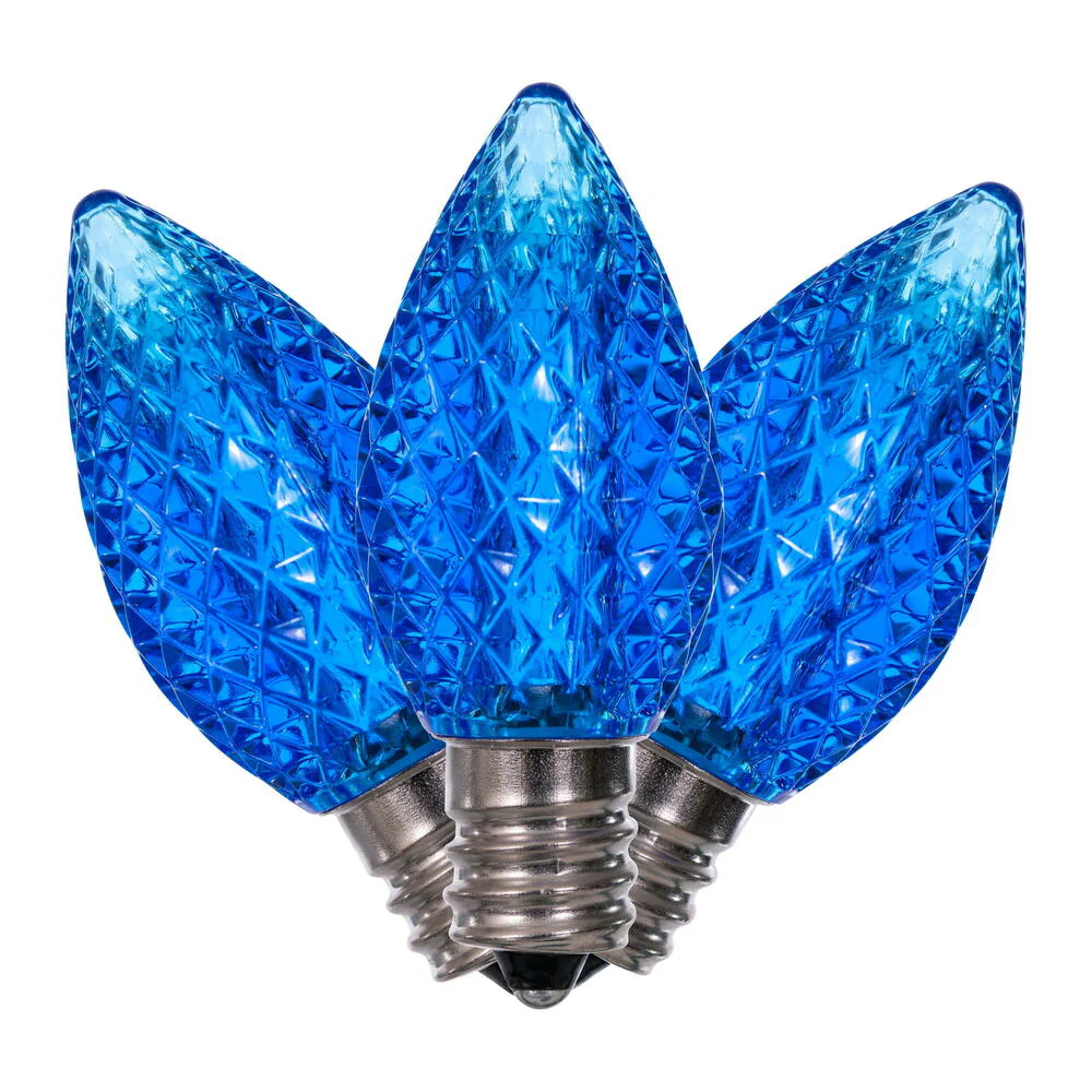 25Pk - Vickerman .6W C7 LED Blue Faceted Twinkle Light Bulb 120v - Image 2