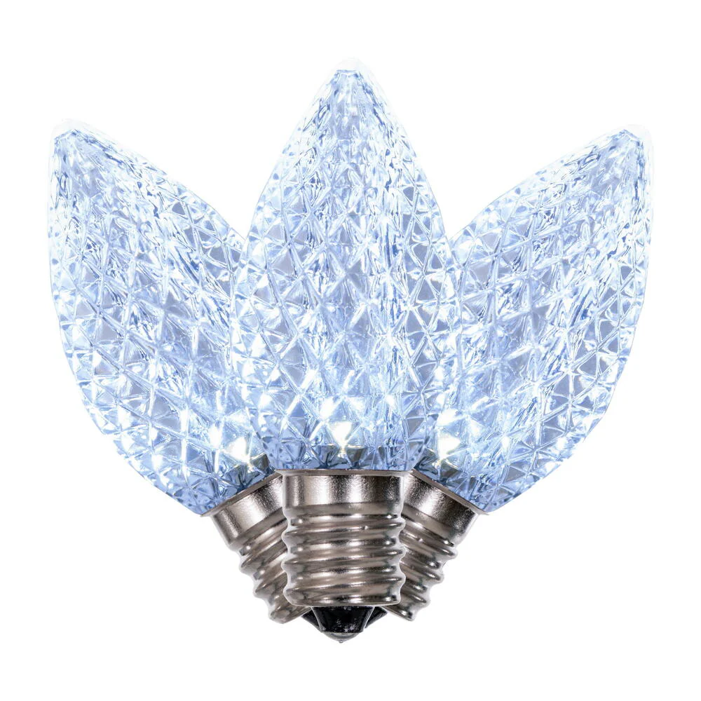 25Pk - Vickerman .6W C7 LED Cool White Faceted Twinkle Light Bulb 120v - Image 2