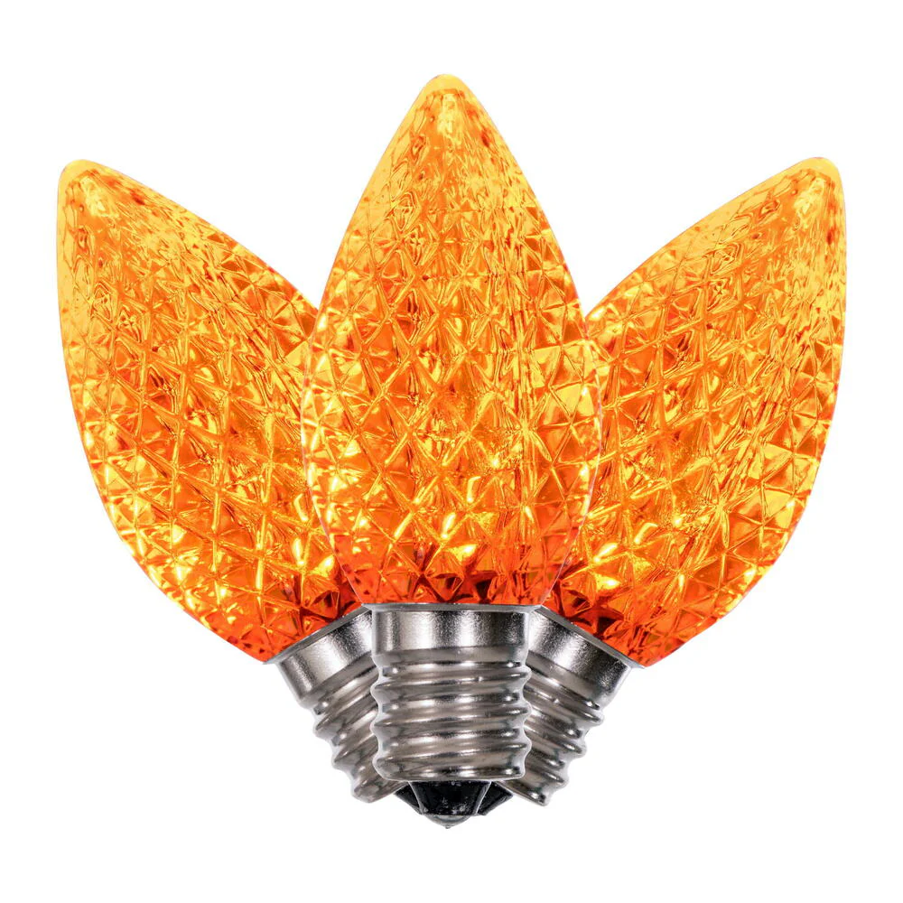 25Pk - Vickerman .6W C7 LED Orange Faceted Twinkle Light Bulb 120v - Image 2