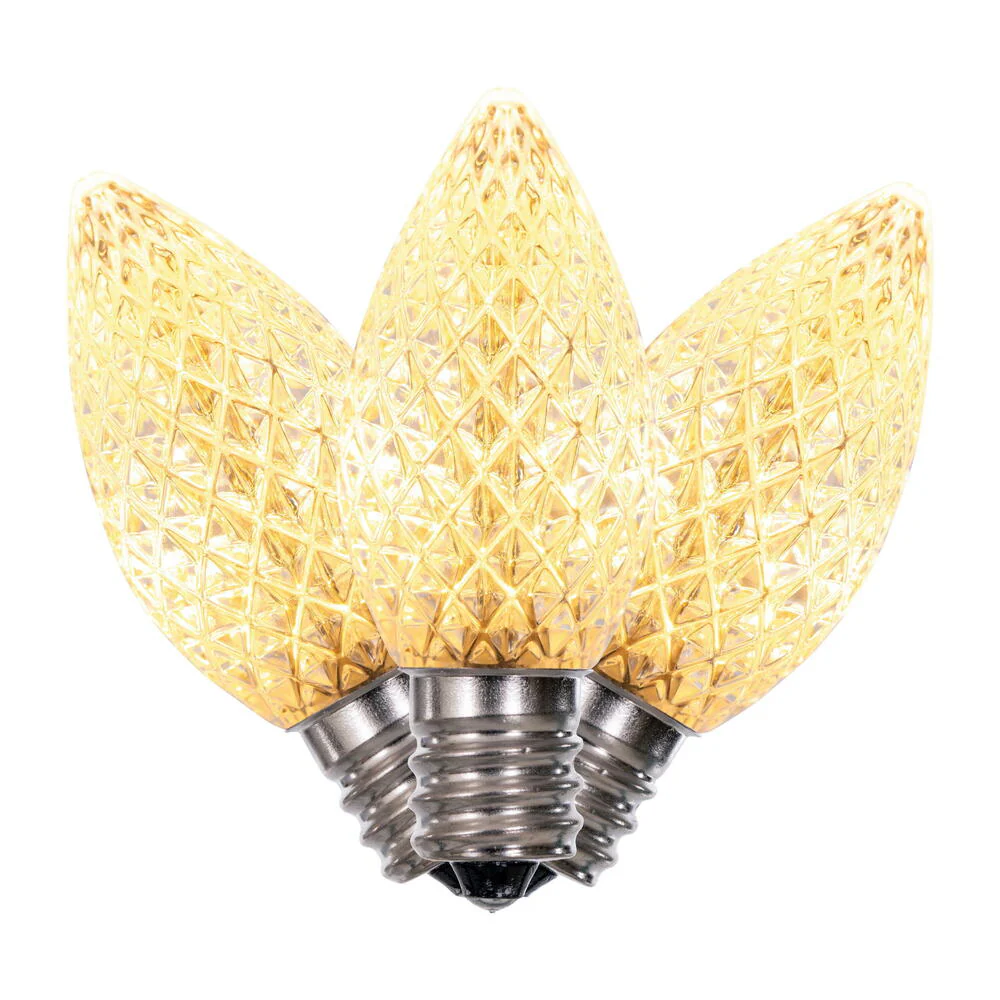 25Pk - Vickerman .6W C7 LED Warm White Faceted Twinkle Light Bulb 120v - Image 2