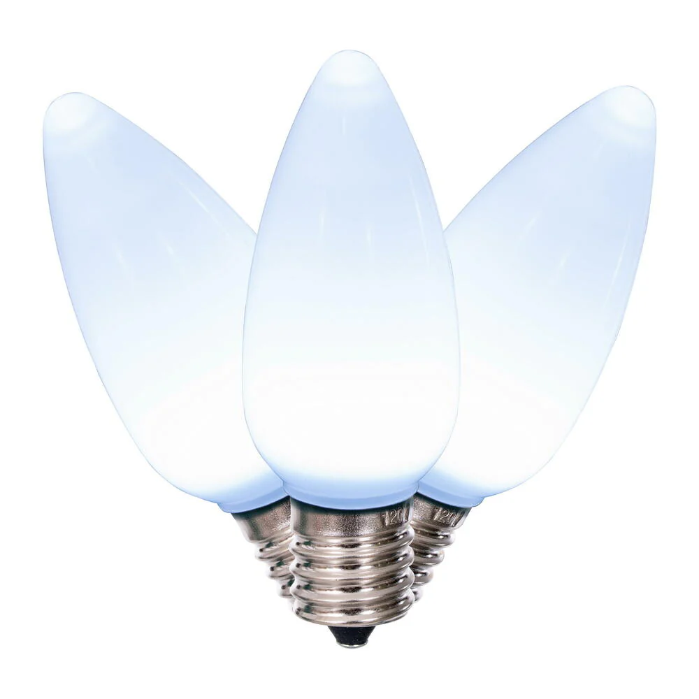 25Pk - Vickerman .8W C9 Ceramic LED Cool White Twinkle Light Bulb 120v - Image 2