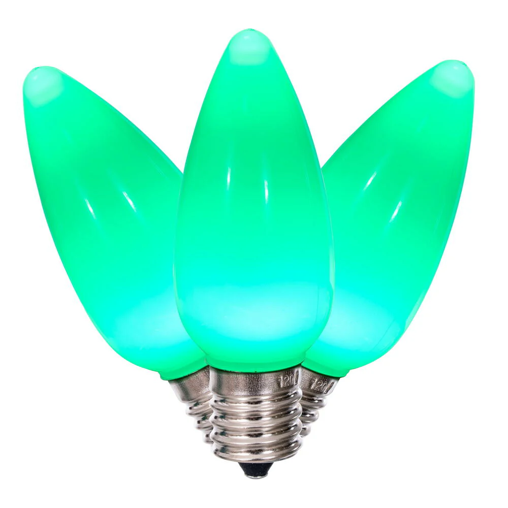 25Pk - Vickerman .8W C9 Ceramic LED Green Light Bulb 120v - Image 2