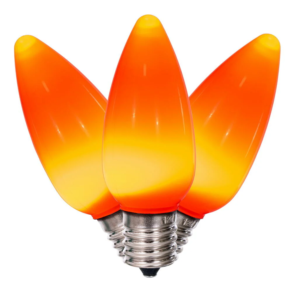 25Pk - Vickerman .8W C9 Ceramic LED Orange Light Bulb 120v - Image 2