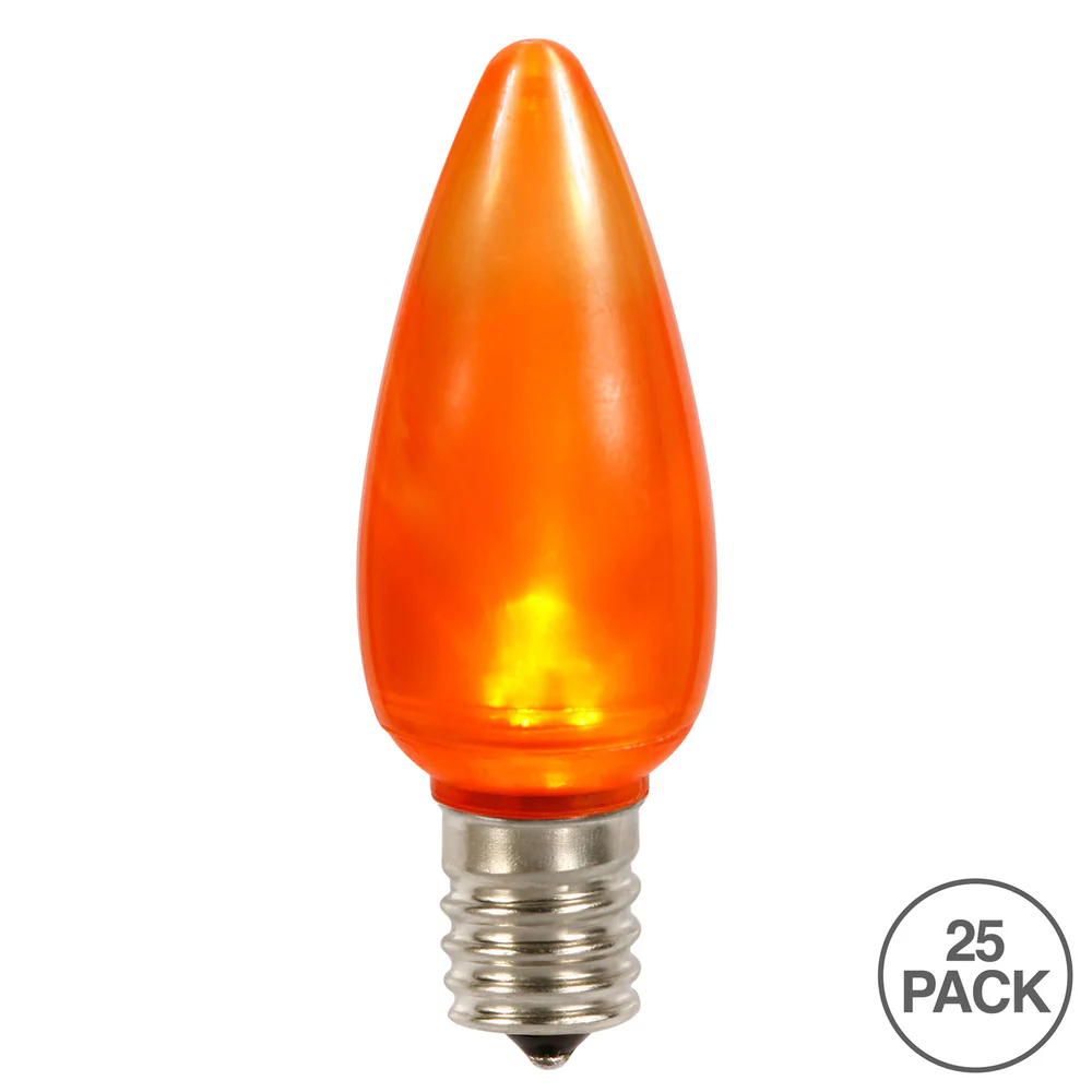25Pk - Vickerman .8W C9 Ceramic LED Orange Twinkle Light Bulb 120v - Image 2