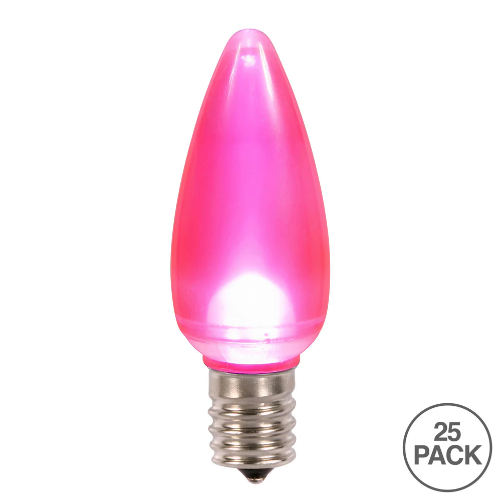 25Pk - Vickerman .8W C9 Ceramic LED Pink Twinkle Light Bulb 120v - Image 2