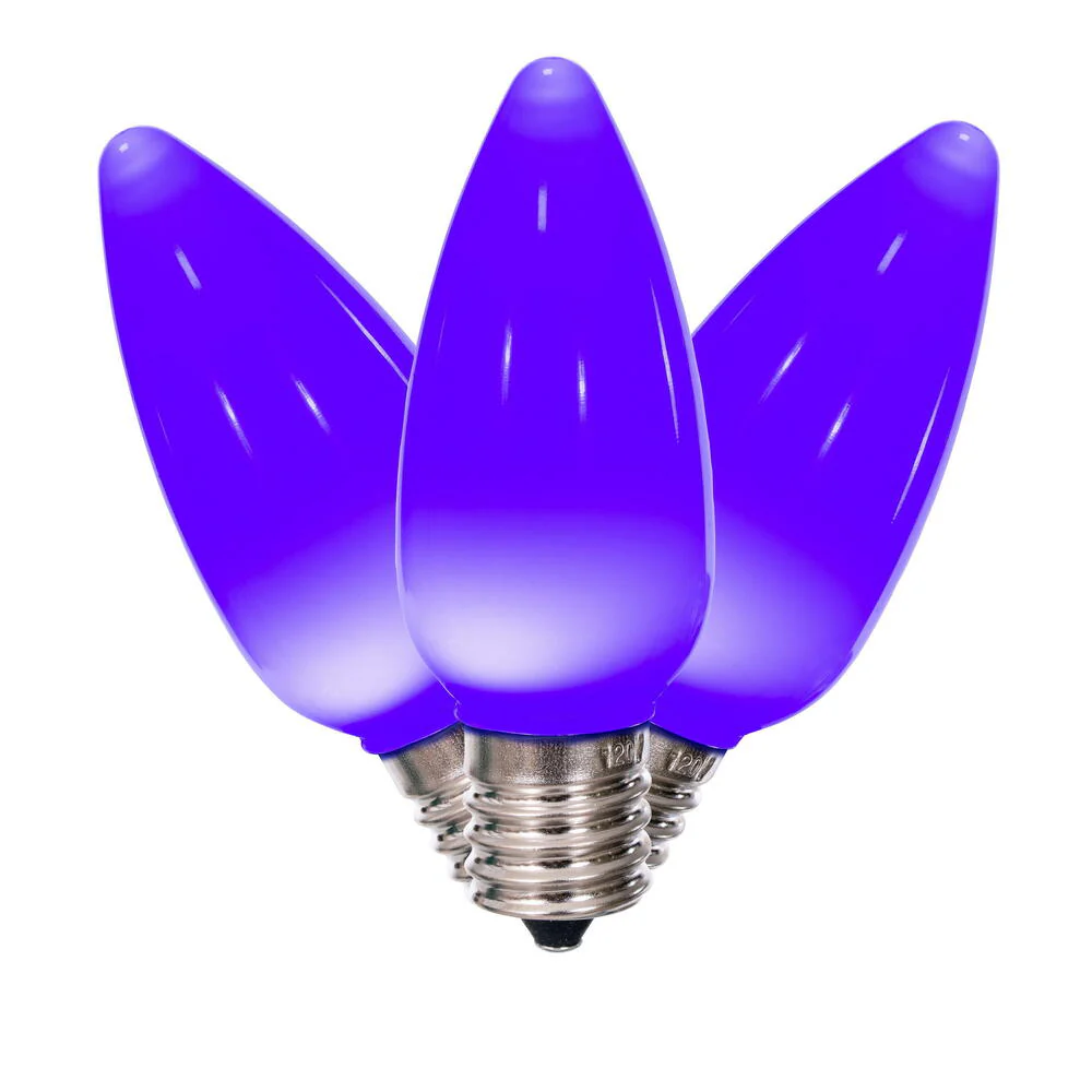 25Pk - Vickerman .8W C9 Ceramic LED Purple Light Bulb 120v - Image 2