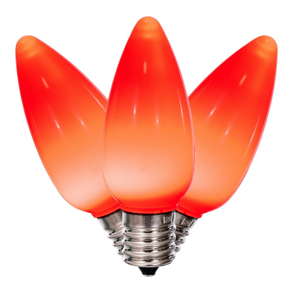 25Pk - Vickerman .8W C9 Ceramic LED Red Light Bulb 120v - Image 2