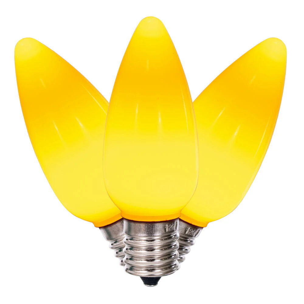 25Pk - Vickerman .8W C9 Ceramic LED Yellow Light Bulb 120v - Image 2