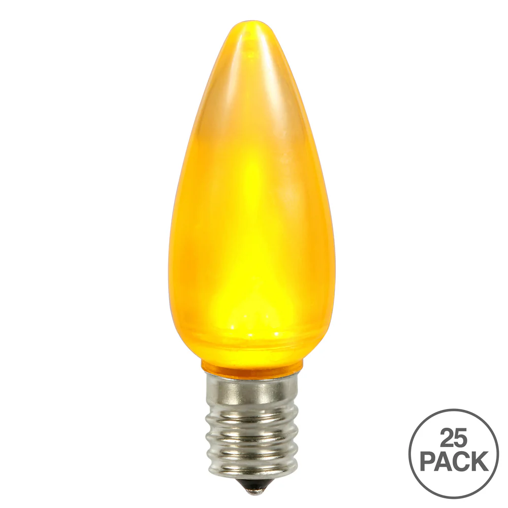 25Pk - Vickerman .8W C9 Ceramic LED Yellow Twinkle Light Bulb 120v - Image 2