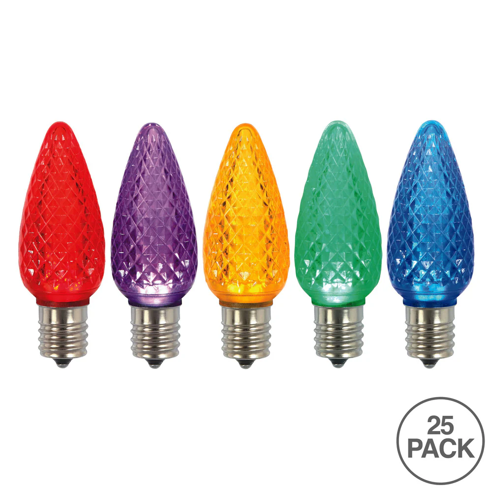 25Pk - Vickerman .8W C9 Faceted LED Multicolored Twinkle Light Bulb - Image 2